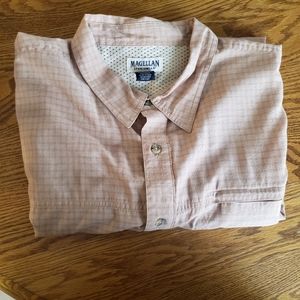 Magellan Men’s Shirt XXL SHORT-SLEEVE button down SHIRT zip pocket Peach shirt